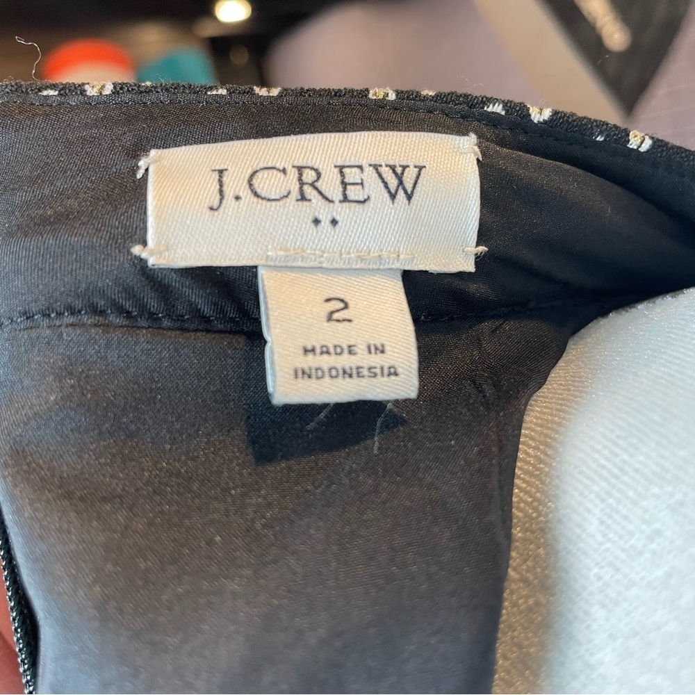 J. Crew Short-sleeve mockneck Little Black dress with Gold • Size 2 - Picture 4 of 6